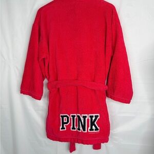 Victoria’s Secret PINK Hot Pink Fleece Robe Size Medium Logo Cozy